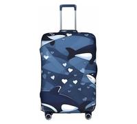 RQMPHUGNCF Blue Killer Whale Housse de protection pour valise, matériau haute élasticité, pour voyageurs, blanc, M, blanc, M