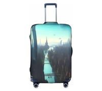 RQMPHUGNCF Cities Of The Future Housse de protection pour valise, matériau haute élasticité, pour voyageurs, blanc, L, blanc, L