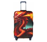 RQMPHUGNCF Dragon King In Fire Valise Housse de protection pour bagages Matériau haute élasticité pour voyageurs, blanc, Small