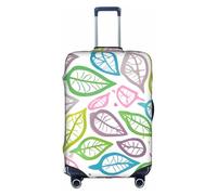 RQMPHUGNCF Housse de protection pour valises avec lignes de feuillage colorées, matériau haute élasticité, pour voyageurs, blanc, L, blanc, L
