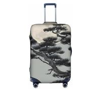 RQMPHUGNCF Pine Tree Under The Moon Valise Housse de protection pour bagages Matériau haute élasticité pour voyageurs, blanc, M, blanc, M