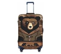 RQMPHUGNCF Rustique Lodge Bear Valise Housse Bagages Housse de Protection Haute Élasticité Matériel pour Voyageurs, blanc, Large
