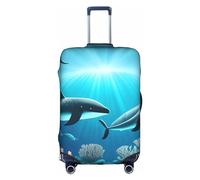 RQMPHUGNCF Whales Under The Sea Valise Housse de protection pour bagages Matériau haute élasticité pour voyageurs, blanc, L, blanc, L