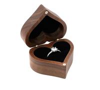 RQPYQF Vintage Boîte à Bagues en Bois, Personnalisable Boîte en Bois pour Alliances, Boîte à Bagues en Bois Faite à la Main pour Mariage, Proposition, Anniversaire JZH02 (Personnalisation #2)
