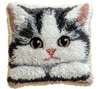 Rqwybcaxn Kit Crochet De Verrouillage Tapis Diy Broderie Pour, Chat Rose Kit Tapis Point Noué À Faire Pour Débutants,Adultes Ou Enfants,Latch Hook Canevas Coussin Point 43X43Cm