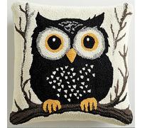 Rqwybcaxn Kit Tapis Au Point Noué Its De Crochet De Verrouillage For Adultes Branche D'Arbre De Hibou Noir Débutants Bricolage Cadeaux Faits À La Main Point De Croix Kit Créatif 43Cm X 43Cm