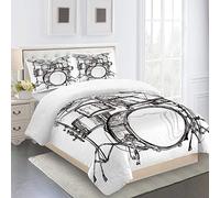 RQXRTR Housse De Couette 140X200cm Bebe 3D Imprimé Ensemble De Batterie De Groupe De Musique 3 Pièces Parure De Lit En Microfibre, Parure De Couette 1 Personnes Avec Fermeture Éclair Et 2 Taies D'Orei
