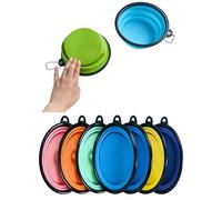 RQzaufania Gamelles pliables pour chien avec mousquetons pour un transport facile ; bord moulé monobloc pour éviter l'effondrement. Lot de 2 gamelles de voyage pour chien/chat (petit, vert et bleu
