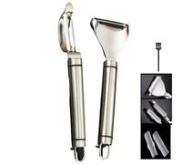 RQzaufania Lot de 2 Éplucheur de Pommes de Terre, Eplucheurs de Légumes en Acier Inoxydable 304, Lame Dentelée Rotative, Etui de Protection et Brosse de Nettoyage Inclus.