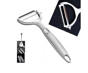 RQzaufania Y pour éplucher, Eplucheurs de Légumes en Acier Inoxydable, Poignée Antidérapante et Lame Dentelée Rotative, Etui Protection et Brosse Nettoyage Inclus.