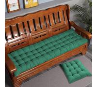 Rr tianshi Coussin de Banc en Coton épais 8cm 2/3 Places, Coussin de Banquette épais pour canapé Coussin de siège Long pour la Maison/Jardin/Swing/intérieur (120X40CM,Vert foncé)