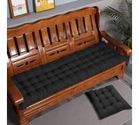 Rr tianshi Coussin de Banc en Coton épais 8cm 2/3 Places, Coussin de Banquette épais pour canapé Coussin de siège Long pour la Maison/Jardin/Swing/intérieur (110X50CM,Noir)