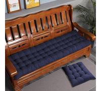 Rr tianshi Coussin de Banc en Coton épais 8cm 2/3 Places, Coussin de Banquette épais pour canapé Coussin de siège Long pour la Maison/Jardin/Swing/intérieur (170X50CM,Bleu foncé)