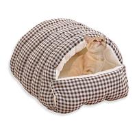 Rr tianshi Niche pour chat couverte confortable et lavable, grotte apaisante 2 en 1 pour intérieur pour chat, petit chien, lapin - Coussin de couchage luxueux, chaud et anti-anxiété (noir, L-65 x 40 x