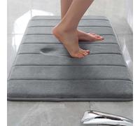 Rr tianshi Tapis de bain antidérapant doux pour salle de bain - Extra doux - Absorbant - Séchage rapide - En mousse à mémoire de forme - 60 x 120 cm - Gris