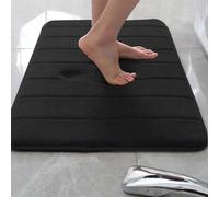 Rr tianshi Tapis de bain antidérapant doux pour salle de bain - Extra doux - Absorbant - Séchage rapide - En mousse à mémoire de forme - 80 x 160 cm - Noir