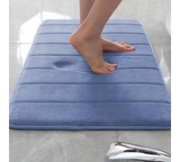 Rr tianshi Tapis de bain antidérapant doux pour salle de bain - Extra doux - Absorbant - Séchage rapide - En mousse à mémoire de forme - 40 x 60 cm - Bleu