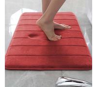 Rr tianshi Tapis de bain antidérapant doux pour salle de bain - Extra doux - Absorbant - Séchage rapide - En mousse à mémoire de forme - 50 x 90 cm - Rouge