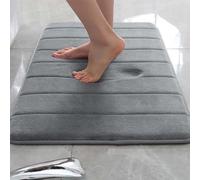 Rr tianshi Tapis de bain antidérapant pour salle de bain, extra doux, absorbant et à séchage rapide, en mousse à mémoire de forme (30 x 50 cm, gris)