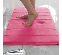 Rr tianshi Tapis de bain antidérapant pour salle de bain, extra doux, absorbant et à séchage rapide, en mousse à mémoire de forme (100 x 160 cm, rose rouge)