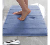 Rr tianshi Tapis de bain antidérapant pour salle de bain, extra doux, absorbant et à séchage rapide, en mousse à mémoire de forme (30 x 50 cm, bleu)