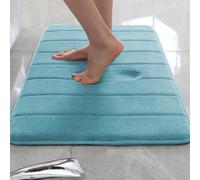 Rr tianshi Tapis de bain antidérapant pour salle de bain, extra doux, absorbant et à séchage rapide, en mousse à mémoire de forme (40 x 60 cm, bleu clair)