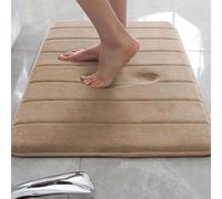 Rr tianshi Tapis de bain antidérapant pour salle de bain, extra doux, absorbant et à séchage rapide, en mousse à mémoire de forme (80 x 160 cm, beige)