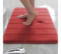 Rr tianshi Tapis de bain antidérapant pour salle de bain, extra doux, absorbant et à séchage rapide, en mousse à mémoire de forme (40 x 60 cm, rouge)