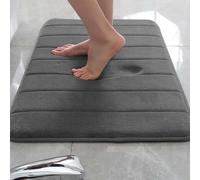 Rr tianshi Tapis de bain antidérapant pour salle de bain, extra doux, absorbant et à séchage rapide, en mousse à mémoire de forme (60 x 90 cm, gris foncé)