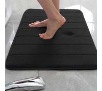 Rr tianshi Tapis de bain antidérapant pour salle de bain, extra doux, absorbant et à séchage rapide, en mousse à mémoire de forme (60 x 90 cm, noir)