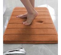 Rr tianshi Tapis de bain antidérapant pour salle de bain, extra doux, absorbant et à séchage rapide, en mousse à mémoire de forme (60 x 90 cm, orange)