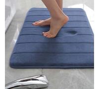 Rr tianshi Tapis de bain antidérapant pour salle de bain, extra doux, absorbant et à séchage rapide, en mousse à mémoire de forme (40 x 60 cm, bleu marine)