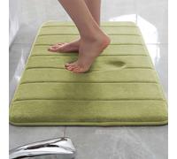 Rr tianshi Tapis de bain antidérapant pour salle de bain, extra doux, absorbant et à séchage rapide, en mousse à mémoire de forme (60 x 100 cm, vert)