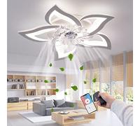 RRBEST Ventilatore da soffitto a LED con illuminazione, creatività 5 fiamme, plafoniera dimmerabile silenziosa con telecomando e controllo APP
