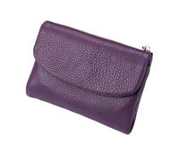 RRCJXLQDSF Portefeuille Mixte en Cuir Grainé RFID avec Fermeture Éclair, Porte-Monnaie en Cuir Véritable Souple pour Femme & Homme, Pochette Anti-Vol pour Cartes et Monnaie (Light Purple)