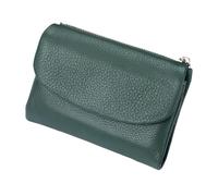 RRCJXLQDSF Portefeuille Mixte en Cuir Grainé RFID avec Fermeture Éclair, Porte-Monnaie en Cuir Véritable Souple pour Femme & Homme, Pochette Anti-Vol pour Cartes et Monnaie (Green)