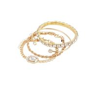 Rrdaily Ensemble de 4 bracelets tendance en or 18 carats et oxyde de zirconium - Charmant ensemble de bracelets empilables avec strass - Cadeau idéal pour un anniversaire, Large, Zinc, Oxyde de