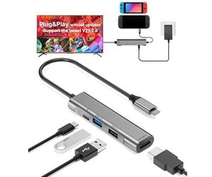 RREAKA Hub multiport AV numérique USB Type C vers HDMI, Adaptateur USB-C (USB3.1) Chargeur PD pour Nintendo Switch, Station d'accueil HDMI 4K Portable pour Samsung Dex Station S22/S21