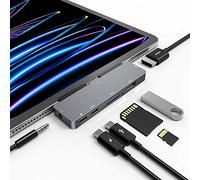 RREAKA Hub USB C pour iPad Pro, Adaptateur 7 en 1 pour iPad Pro M4 M2 M1 13 12,9 11 iPad Air 5 4 Station d'accueil avec HDMI 4K, Lecteur de Carte SD/TF, USB 3.0, Prise Audio 3,5 mm, Accessoires