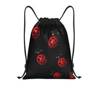 RRhgipp Art Ladybug Tracks Sac à dos de sport avec cordon de serrage Poche résistant à l'eau Sac à cordon pour femme homme école, Noir , S, Classique