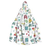 RRhgipp Cape à capuche à motif abstrait longue cape faucheuse vampire sorcière carnaval Halloween magicien costume 147,3 cm