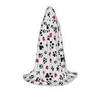 RRhgipp Cape à capuche avec imprimé patte de chat et cœur pour chiot - Longue cape de vampire sorcière carnaval Halloween adolescent sorcier costume enfant