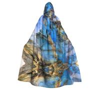 RRhgipp Cape à capuche avec pierre de lune arc-en-ciel - Longue cape de faucheuse vampire sorcière carnaval Halloween magicien 147,3 cm