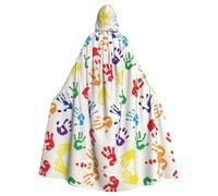 RRhgipp Cape à capuche colorée en forme de main arc-en-ciel longue cape faucheuse vampire sorcière carnaval Halloween magicien costume de magicien 147,3 cm