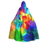 RRhgipp Cape à capuche géométrique arc-en-ciel longue cape faucheuse vampire sorcière carnaval Halloween magicien 147,3 cm