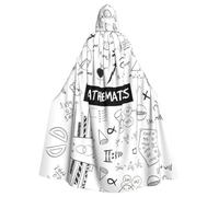 RRhgipp Cape à capuche imprimée mathématiques longue cape faucheuse vampire sorcière carnaval Halloween magicien 147,3 cm