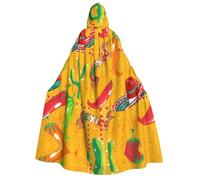 RRhgipp Cape à capuche longue unisexe avec chapeau de cactus et piment pour adulte - 150 cm