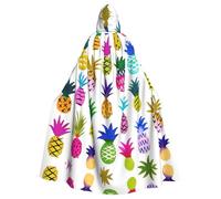 RRhgipp Cape à capuche motif ananas arc-en-ciel - Longue cape de faucheuse vampire sorcière carnaval Halloween magicien 147,3 cm