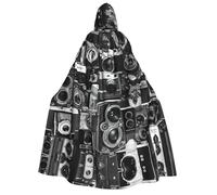 RRhgipp Cape à capuche rétro cool pour adulte - Longue cape à capuche unisexe - Cape de vampire - Costume de sorcière - 150 cm