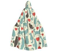 RRhgipp Cape à capuche unisexe Happy Walking Kitty pour adulte - Longue cape de vampire - Costume de sorcière - 150 cm